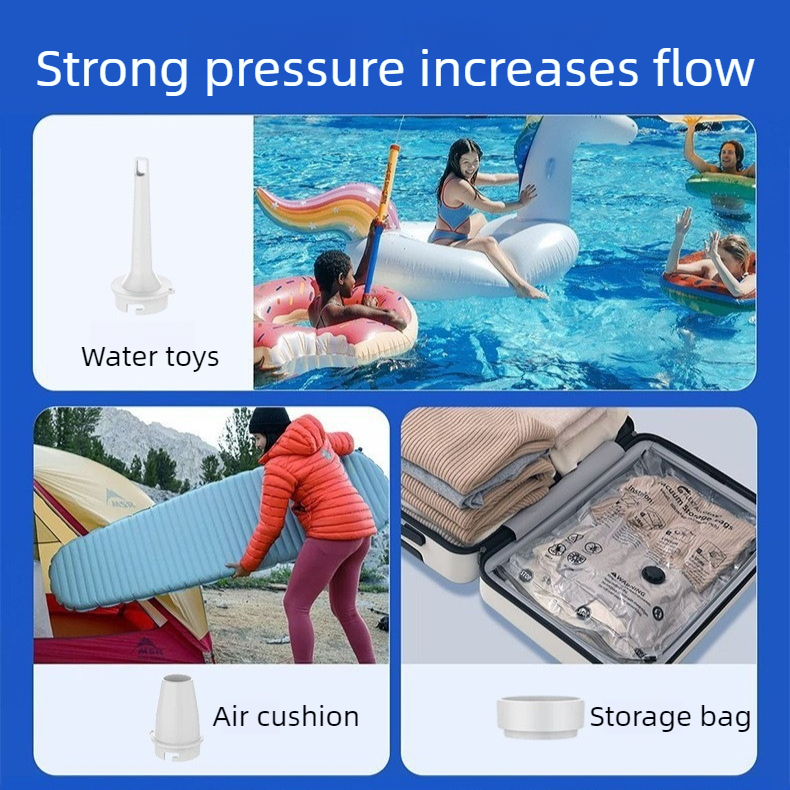 Outdoor Camping Digital Electric Air Pump, 5200mAh Built-in Battery, for Air Mattresses and Swim Rings - White - Image 8