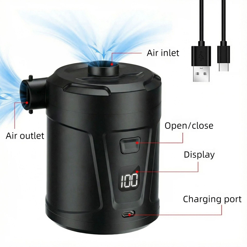 Outdoor Camping Digital Electric Air Pump, 5200mAh Built-in Battery, for Air Mattresses and Swim Rings - Orange - Image 2