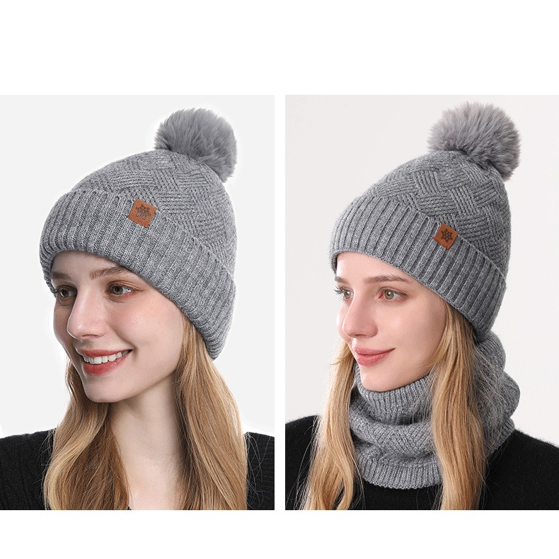 Women's Fashionable Winter 3-Piece Set: Knit Hat, Scarf, and Gloves.  A must-have for outdoor skiing and cycling—Gray - Image 2
