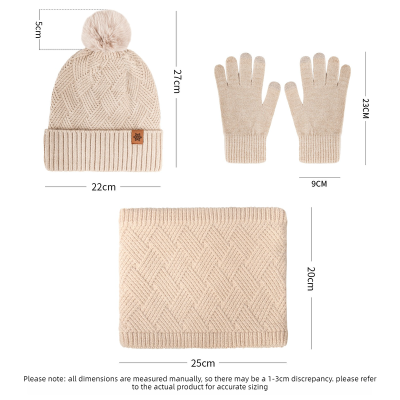 Women's Fashionable Winter 3-Piece Set: Knit Hat, Scarf, and Gloves.  A must-have for outdoor skiing and cycling—Gray - Image 5