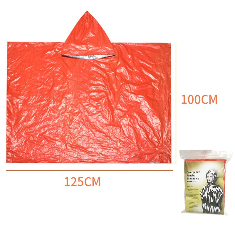 Outdoor Emergency Waterproof Insulated Raincoat, Portable Folding Camping and Hiking Cold-Weather Raincoat – Orange - Image 2