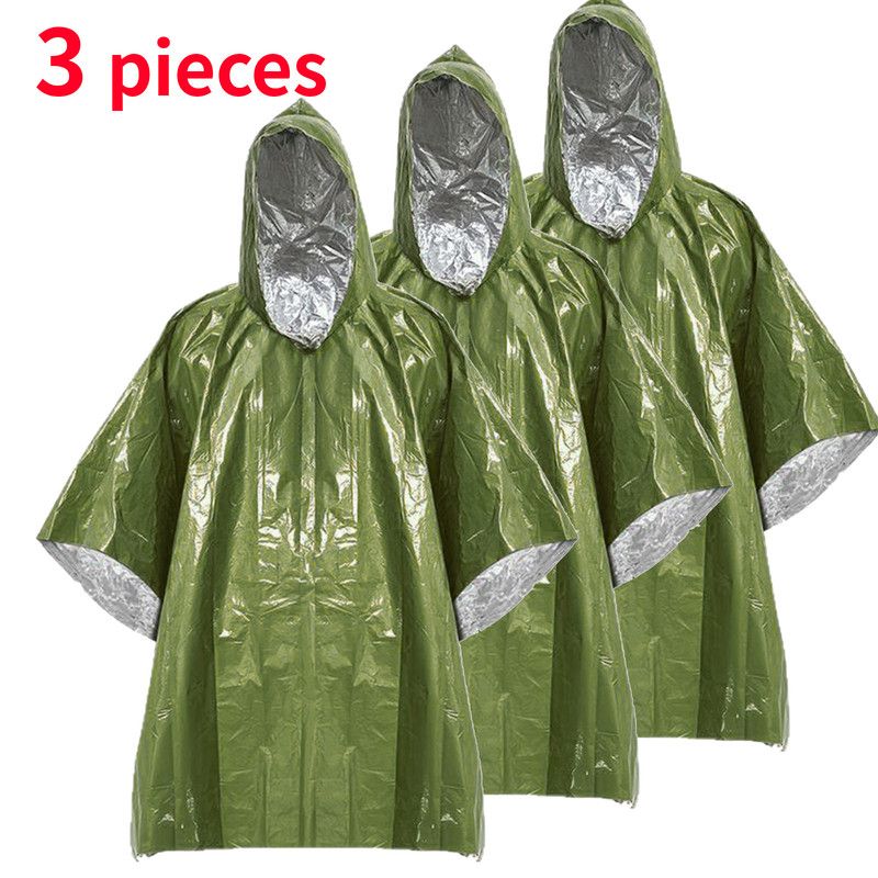 Outdoor Emergency Waterproof Insulated Raincoat, Portable Folding Camping and Hiking Cold-Weather Raincoat – Green - Image 1