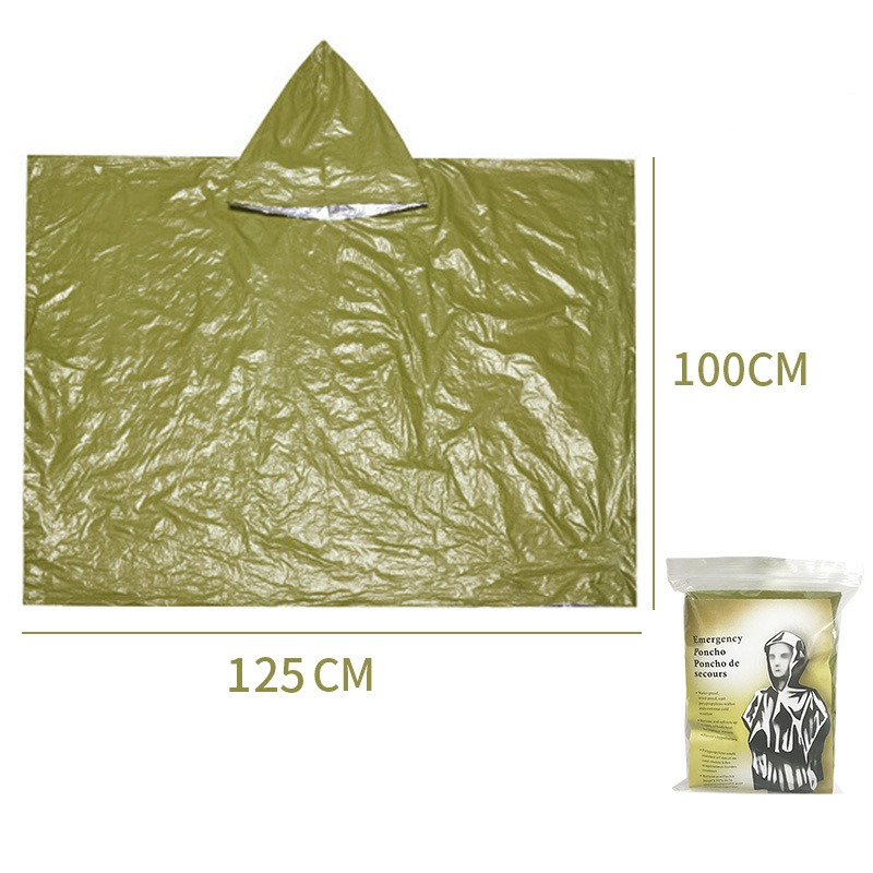 Outdoor Emergency Waterproof Insulated Raincoat, Portable Folding Camping and Hiking Cold-Weather Raincoat – Green - Image 2