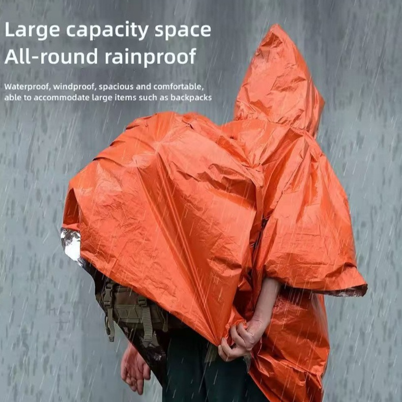 Outdoor Emergency Waterproof Insulated Raincoat, Portable Folding Camping and Hiking Cold-Weather Raincoat – Green - Image 7