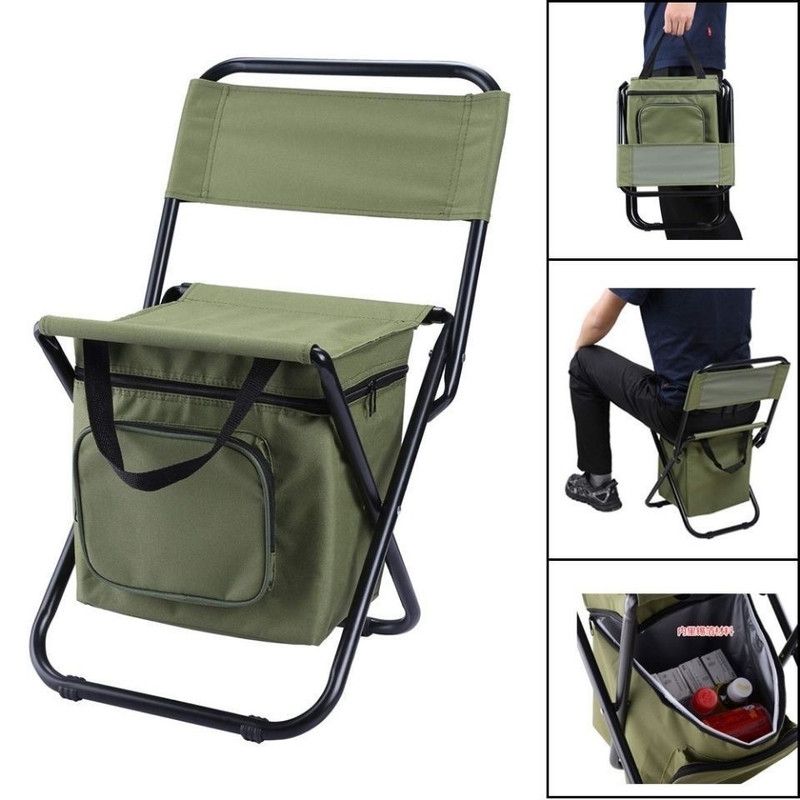 3-in-1 Outdoor Folding Chair with 10L Insulated Cooler, Durable Oxford Fabric, for Camping and Picnics - Blue - Image 3