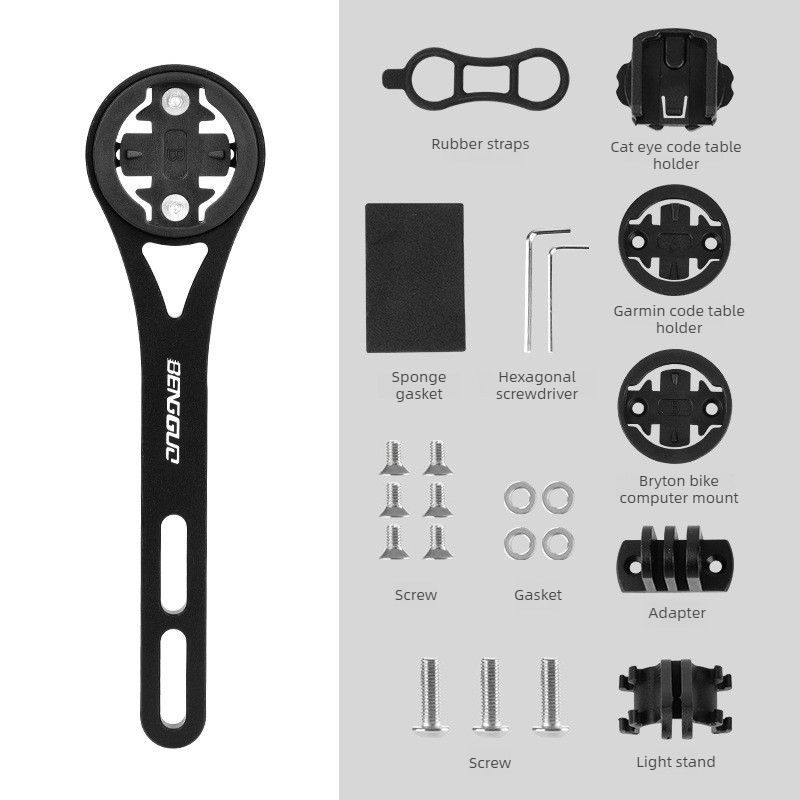 Lightweight Bike Computer Mount, One-Piece Extension Mount, Aluminum Alloy Cycling Mount - Black - Image 1