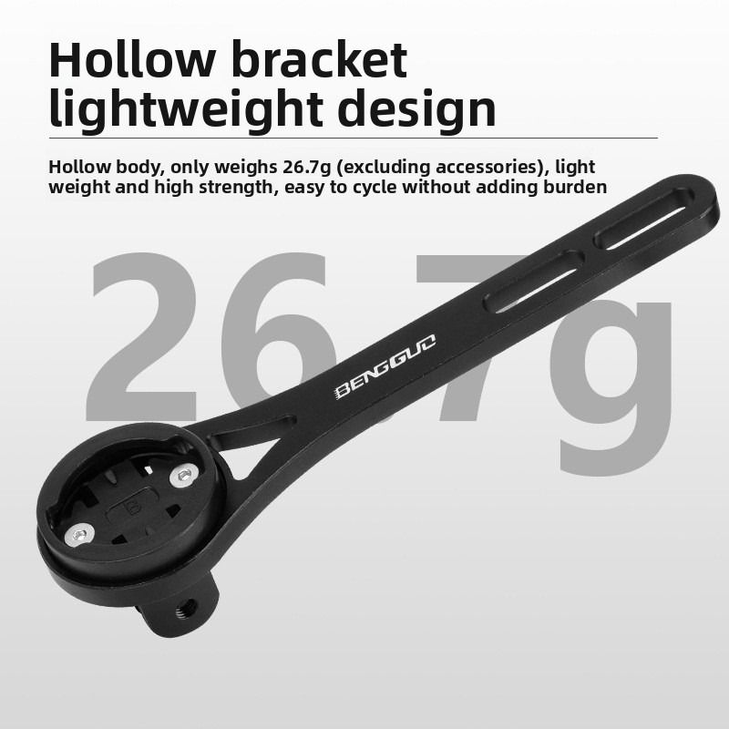 Lightweight Bike Computer Mount, One-Piece Extension Mount, Aluminum Alloy Cycling Mount - Black - Image 4