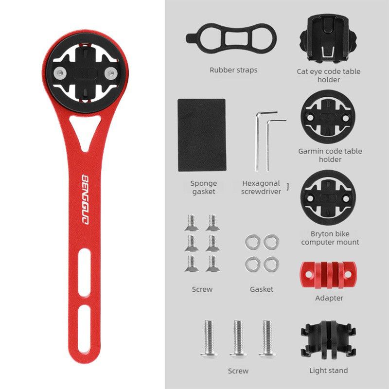 Lightweight Bike Computer Mount, One-Piece Extension Mount, Aluminum Alloy Cycling Mount - Red - Image 1