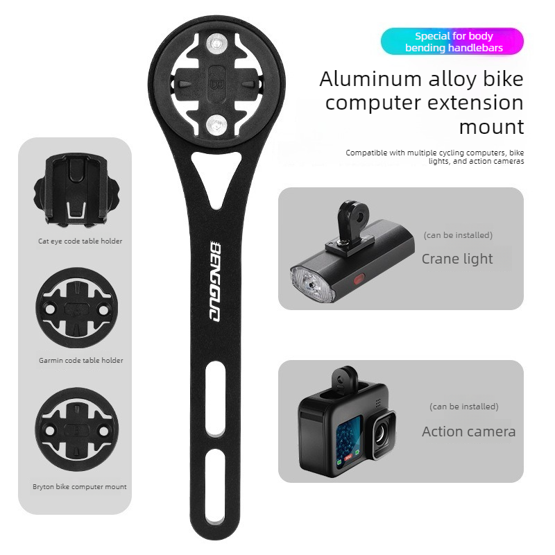 Lightweight Bike Computer Mount, One-Piece Extension Mount, Aluminum Alloy Cycling Mount - Red - Image 2