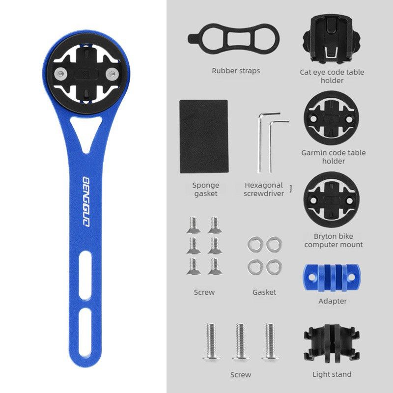 Lightweight Bike Computer Mount, One-Piece Extension Mount, Aluminum Alloy Cycling Mount - Blue - Image 1