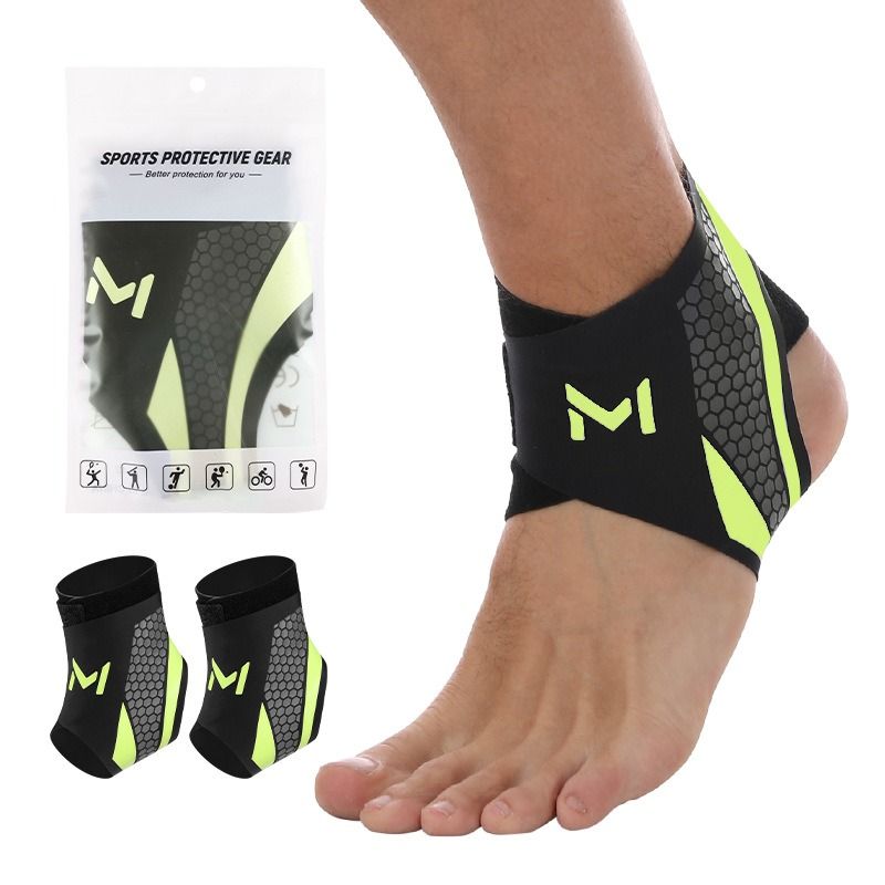 2-Pack Adjustable Compression Ankle Braces, Lightweight and Twist-Resistant - Green - Image 1