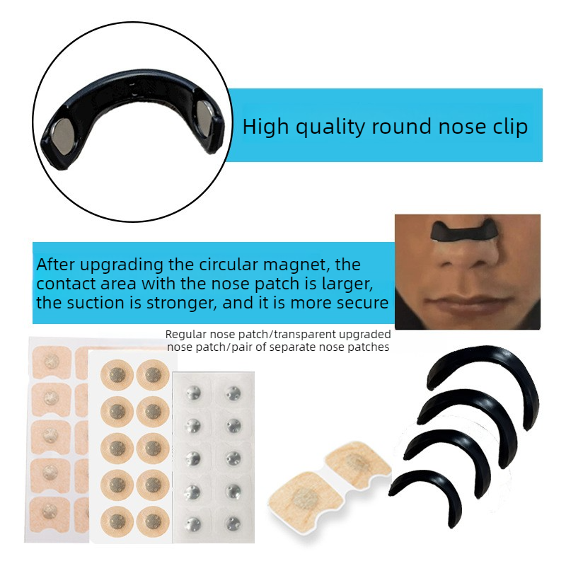 Square Magnetic Nose Clip Set - Anti-Snoring Nasal Strips - Breathing Aid for Sleep and Exercise - Black - Image 2