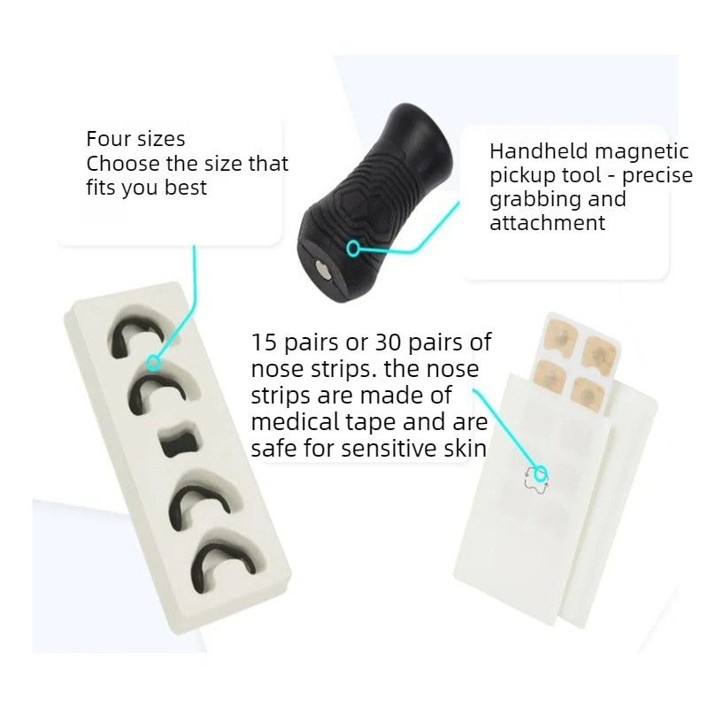 Round Magnetic Nose Clip Set - Anti-Snoring Nasal Strips - Breathing Aid for Sleep and Exercise - Black - Image 4