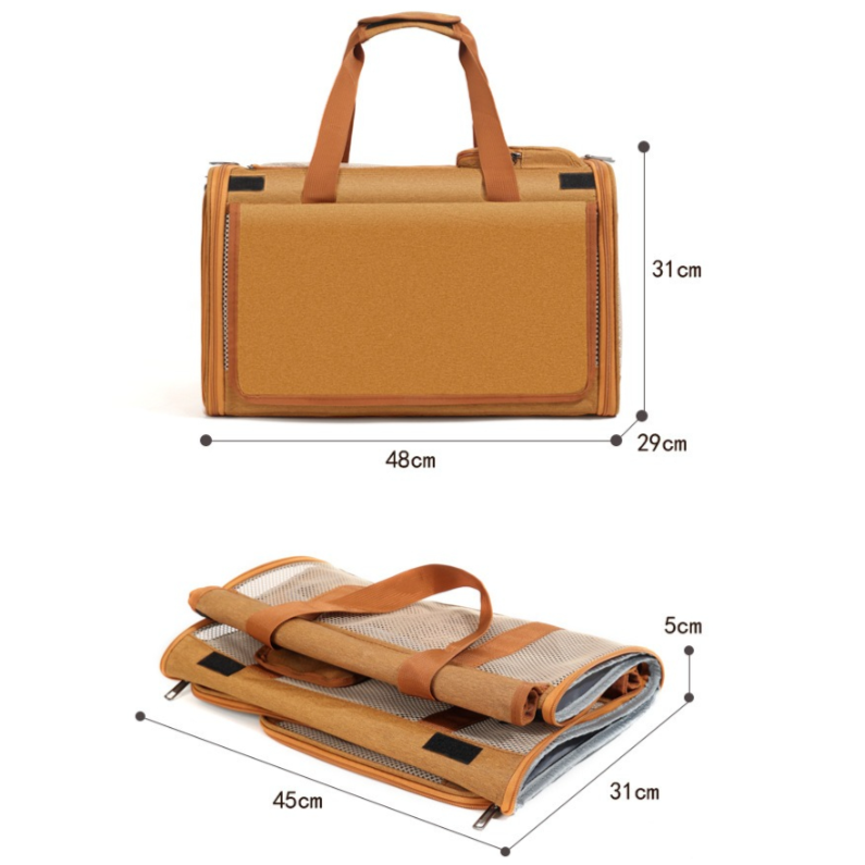 Multifunctional Pet Travel Bag: Large Capacity, Breathable, Portable, Handheld or Crossbody Pet Bag - Brown - Image 4