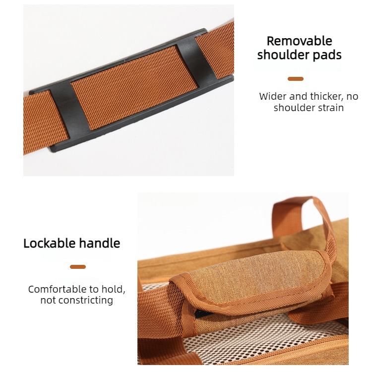Multifunctional Pet Travel Bag: Large Capacity, Breathable, Portable, Handheld or Crossbody Pet Bag - Brown - Image 5