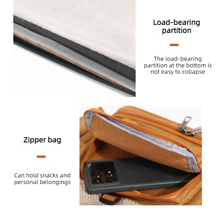 Multifunctional Pet Travel Bag: Large Capacity, Breathable, Portable, Handheld or Crossbody Pet Bag - Brown - Image 8