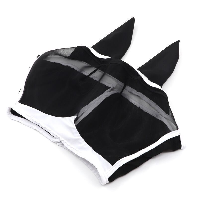 Breathable Horse Face Mask - Mosquito, Insect, and Fly Protection - Equestrian Racing Head Cover - Black - M - Image 1