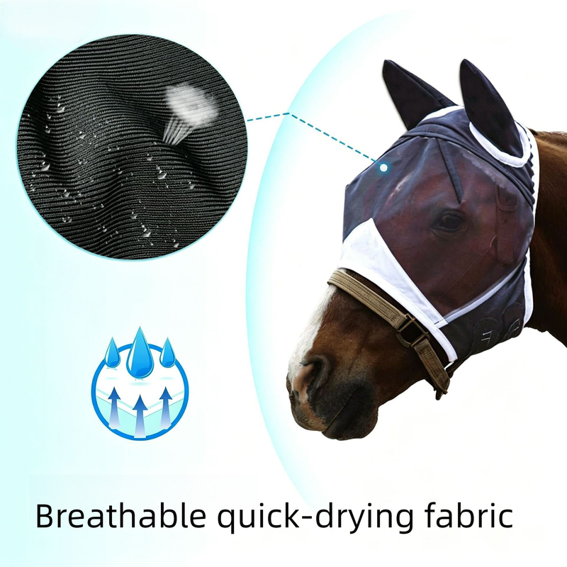 Breathable Horse Face Mask - Mosquito, Insect, and Fly Protection - Equestrian and Race Horse Head Cover - Blue - L - Image 3