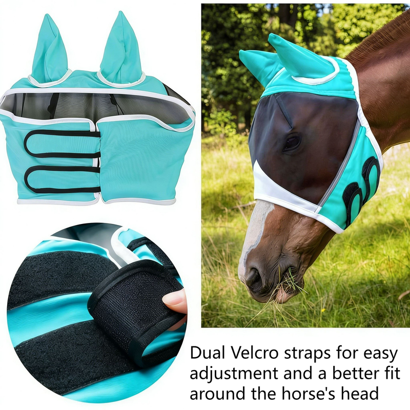 Breathable Horse Face Mask - Mosquito, Insect, and Fly Protection - Equestrian and Race Horse Head Cover - Blue - S - Image 5