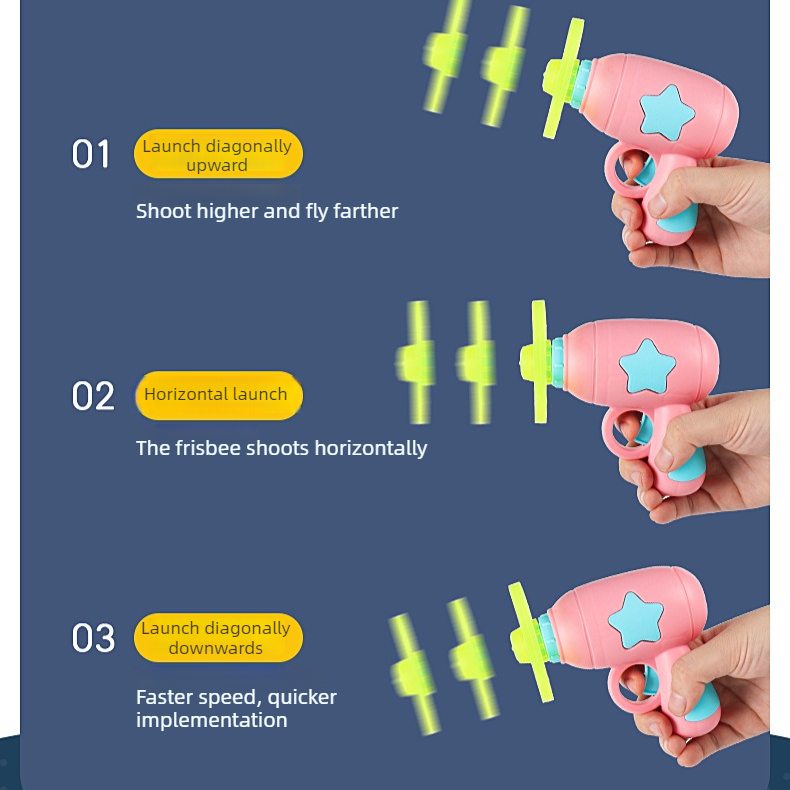 Bamboo Dragonfly Toy Gun Set with Glowing Frisbee Spinner – Outdoor Parent-Child Interactive Toy – Sky Blue - Image 4