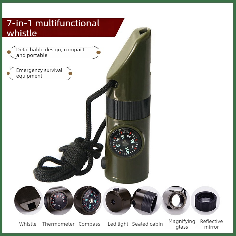 7-in-1 Outdoor Survival Whistle, 2-pack-Multifunctional Emergency Whistle, Portable Gear for Camping and Adventure - Image 1
