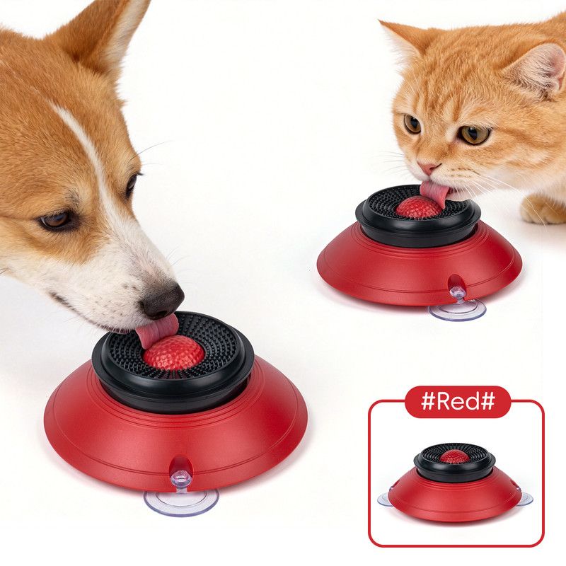 Slow Feeder Lick Bowl, Universal for Cats and Dogs, a Fun and Stimulating Feeding Tool - Red - Image 1