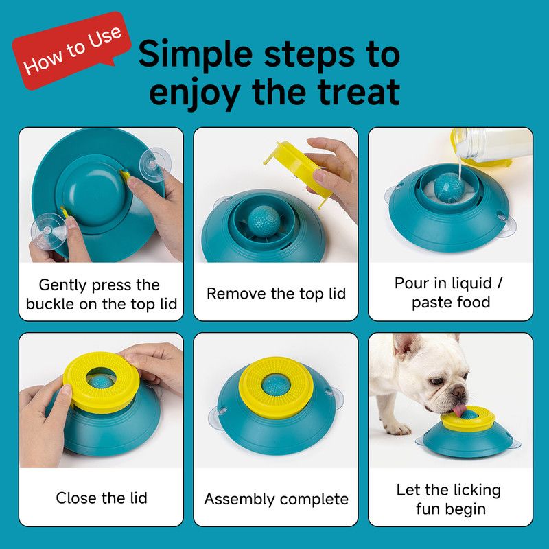 Slow Feeder Lick Bowl, Universal for Cats and Dogs, a Fun and Stimulating Feeding Tool - Blue - Image 5