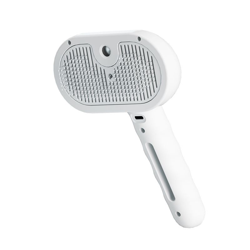 Rechargeable Pet Massage Comb with Spray, Anti-Shedding, Detangling, and Cleaning Comb - White - Image 1