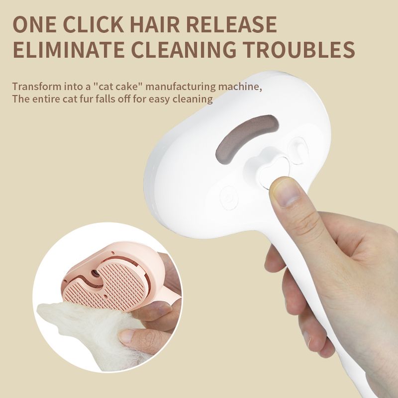 Rechargeable Pet Massage Comb with Spray, Anti-Shedding, Detangling, and Cleaning Comb - White - Image 6