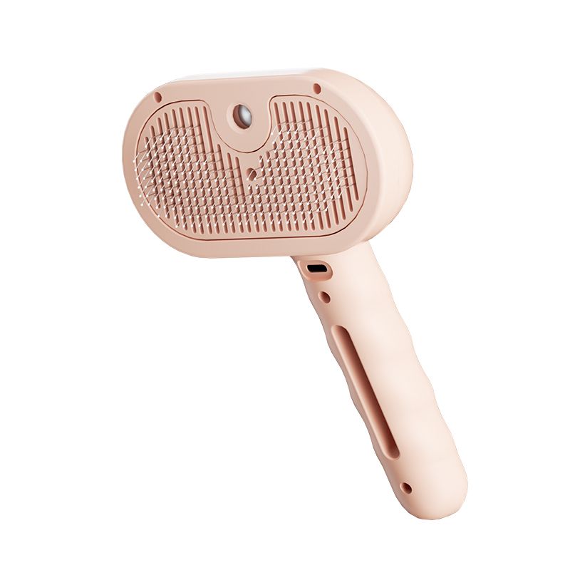 Rechargeable Pet Massage Comb with Spray, Anti-Shedding, Detangling, and Cleaning Comb - Pink - Image 1