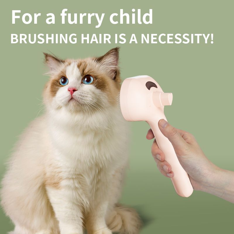 Rechargeable Pet Massage Comb with Spray, Anti-Shedding, Detangling, and Cleaning Comb - Pink - Image 2