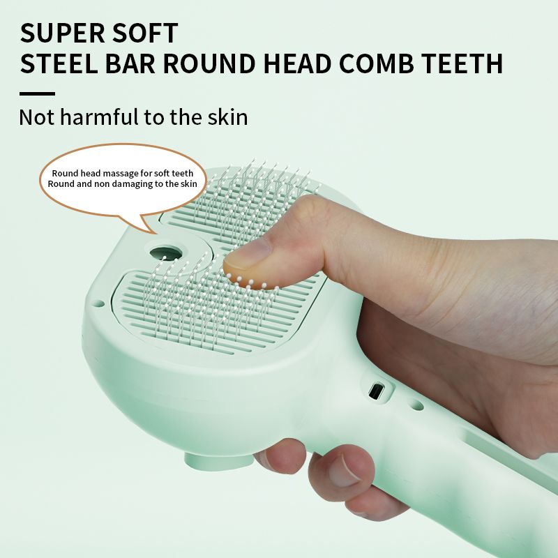 Rechargeable Pet Massage Comb with Spray, Anti-Shedding, Detangling, and Cleaning Comb - Pink - Image 7