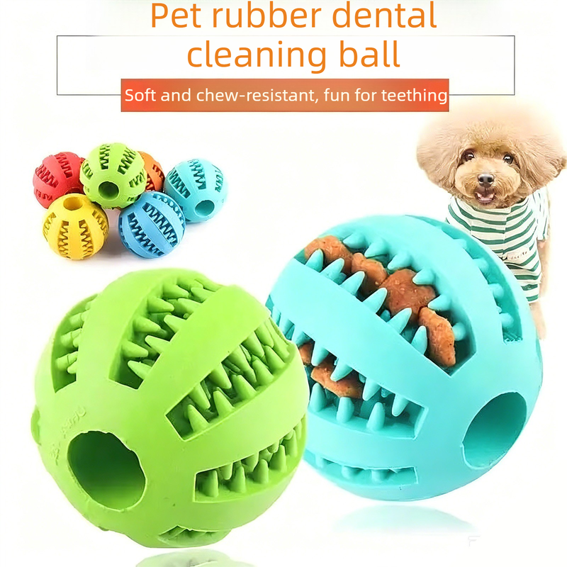 2 Large Pet Treat Dispenser Balls, 7CM - Durable Teething and Dental Care Toys - Teal - Image 2