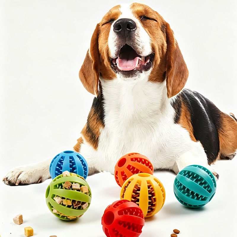 2 Large Pet Treat Dispenser Balls, 7CM - Durable Teething and Dental Care Toys - Teal - Image 5