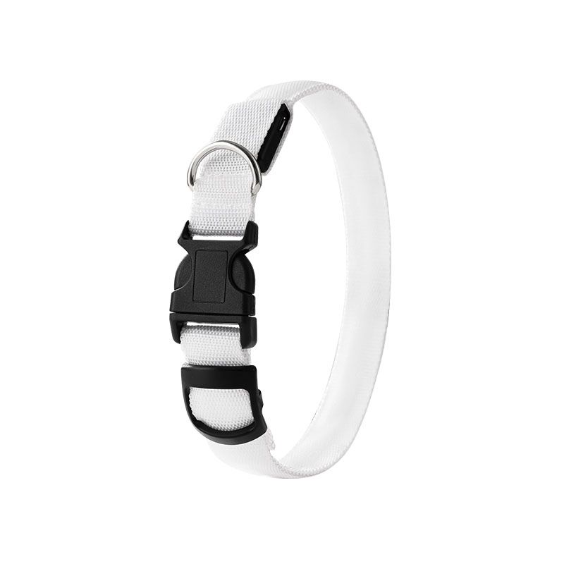 Pet LED Light-Up Collar, Large, Adjustable, USB Rechargeable, for Cats and Dogs, Nighttime Anti-Lost - White - Image 1