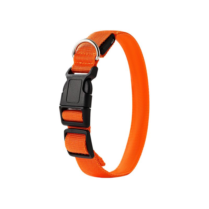 LED Light-Up Pet Collar, Large, Adjustable, USB Rechargeable, for Cats and Dogs, Nighttime Anti-Lost– Orange - Image 1