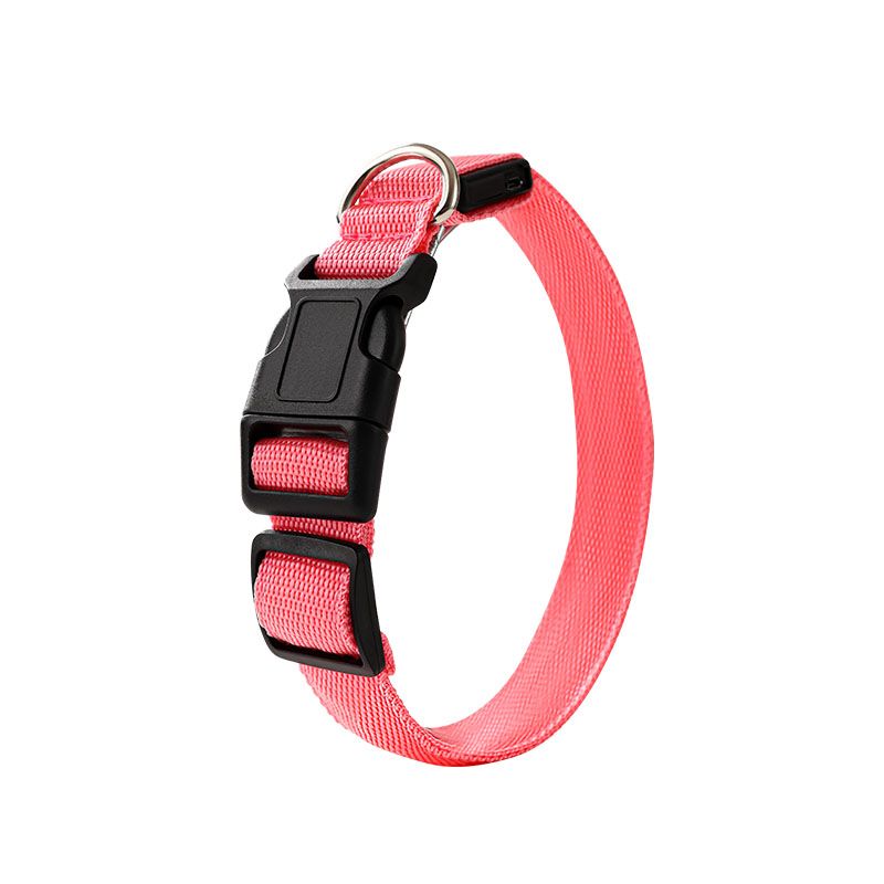 Pet LED Light-Up Collar, Large, Adjustable, USB Rechargeable, for Cats and Dogs, Nighttime Anti-Lost - Pink - Image 1