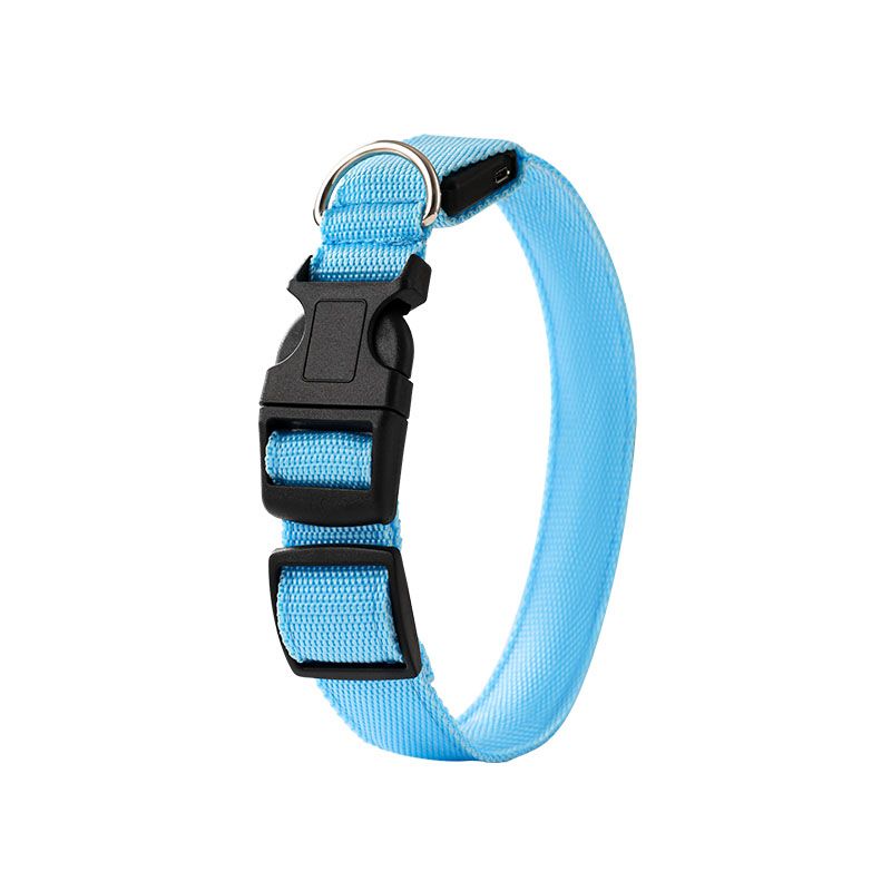 LED Light-Up Pet Collar, Large, Adjustable, USB Rechargeable, for Cats and Dogs, Nighttime Anti-Lost– Blue - Image 1
