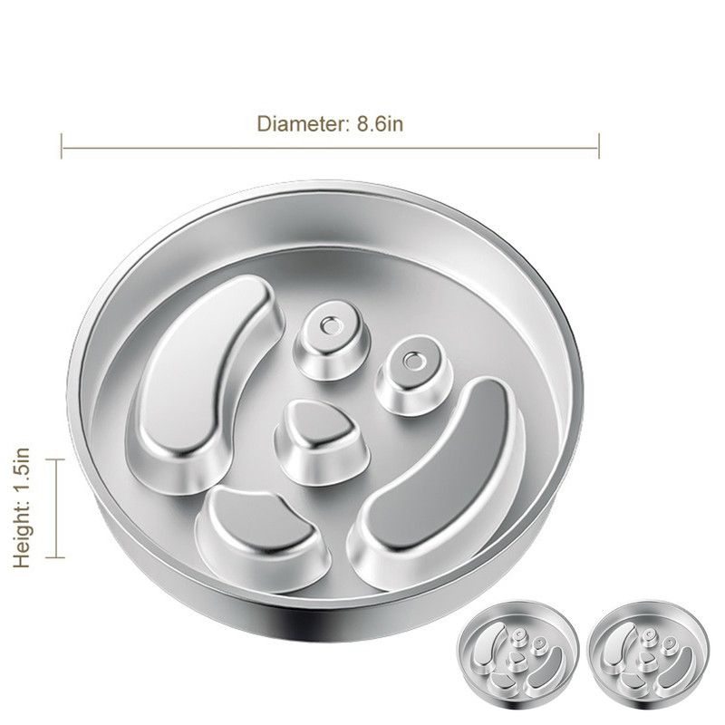 2-Piece Stainless Steel Slow Feeder Set for Pets, Reversible, for Cats and Dogs – Puppy Design - Image 1