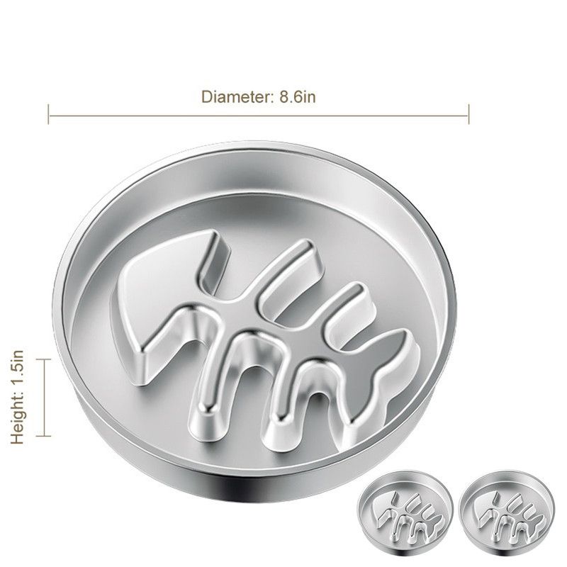 2-Piece Stainless Steel Slow Feeder Set for Pets, Reversible, for Cats and Dogs – Fishbone Design - Image 1