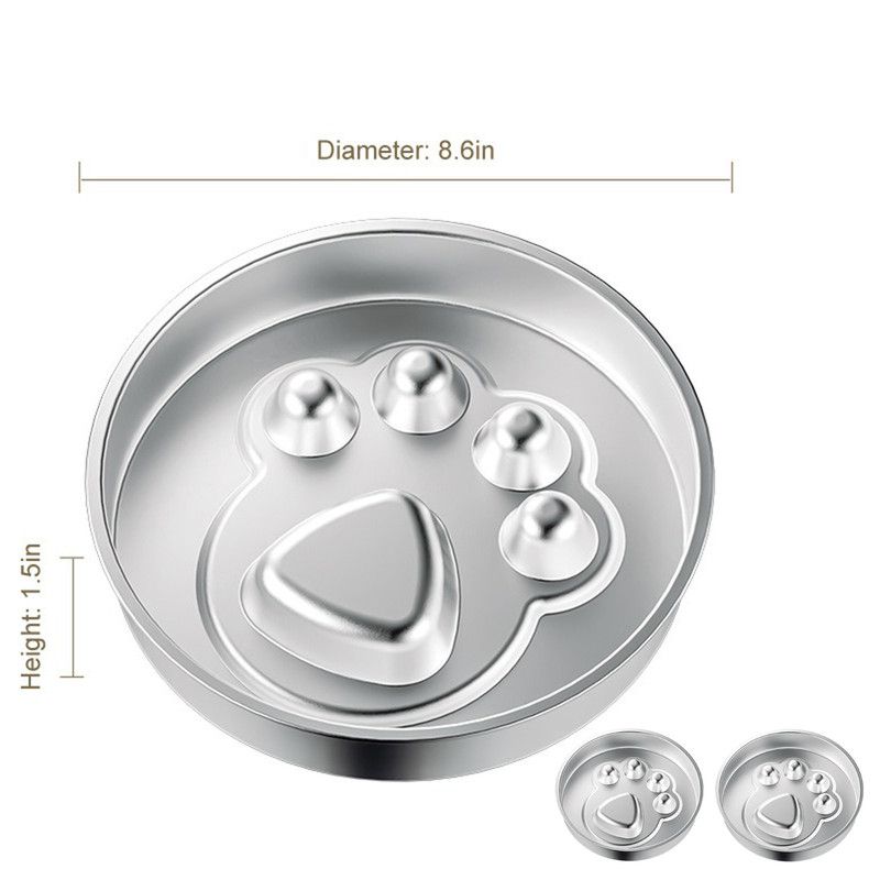 2-Piece Stainless Steel Slow Feeder Set for Pets, Reversible, for Cats and Dogs – Paw Design - Image 1