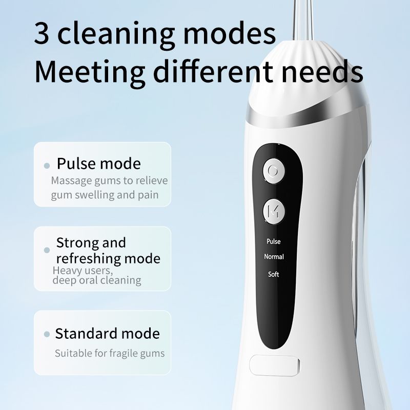 Portable Electric Water Flosser, 3-Speed High-Pressure, Orthodontic Home Oral Care Water Flosser - White - Image 4