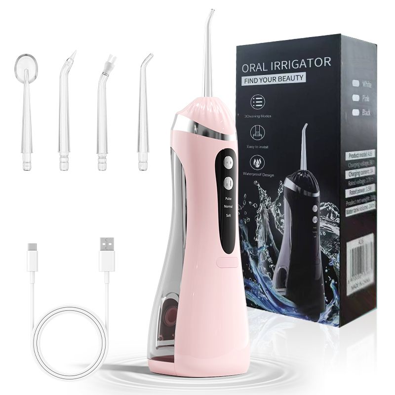 Portable Electric Water Flosser, 3-Speed High-Pressure, Orthodontic Home Oral Care Water Flosser - Pink - Image 1