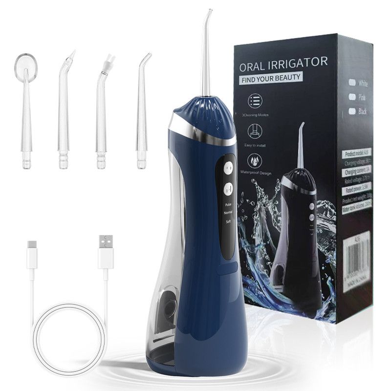 Portable Electric Water Flosser, 3-Speed High-Pressure, Orthodontic Home Oral Care Water Flosser - Blue - Image 1