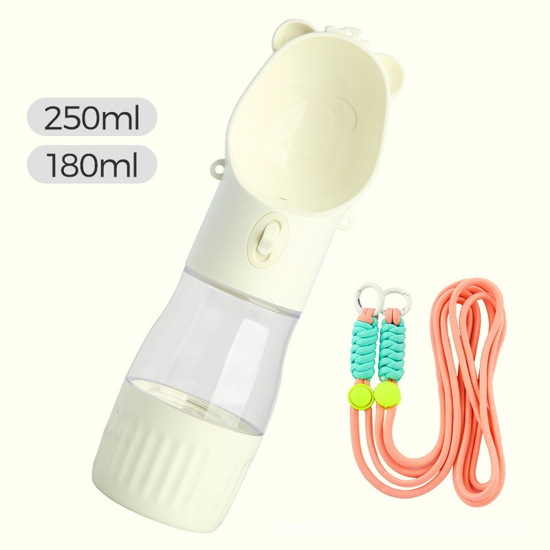 All-in-One Water and Food Pet Travel Cup, Portable Water Dispenser for Dogs and Cats – White - Image 1