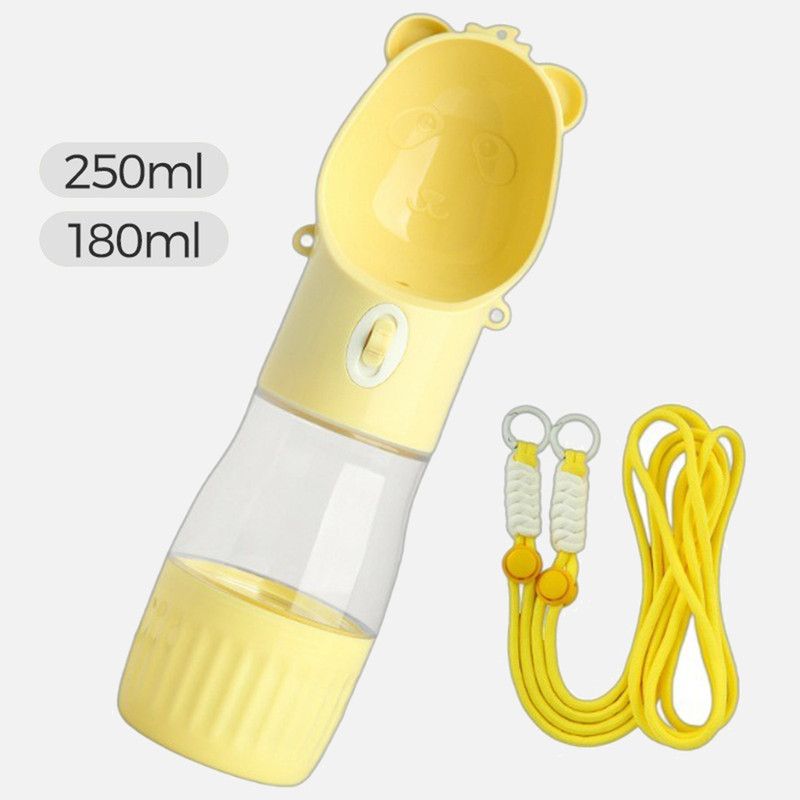 All-in-One Water and Food Pet Travel Cup, Portable Water Dispenser for Dogs and Cats – Yellow - Image 1