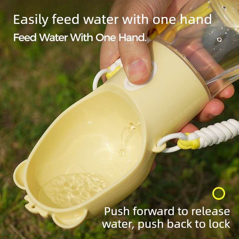 All-in-One Water and Food Pet Travel Cup, Portable Water Dispenser for Dogs and Cats – Yellow - Image 2