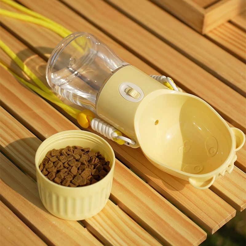 All-in-One Water and Food Pet Travel Cup, Portable Water Dispenser for Dogs and Cats – Yellow - Image 6