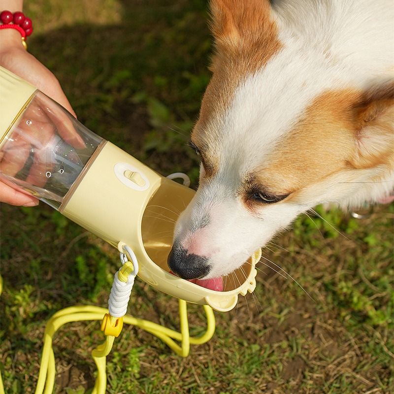 All-in-One Water and Food Pet Travel Cup, Portable Water Dispenser for Dogs and Cats – Yellow - Image 8