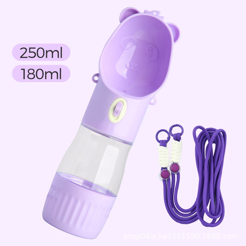 All-in-One Water and Food Pet Travel Cup, Portable Water Dispenser for Dogs and Cats – Purple - Image 1